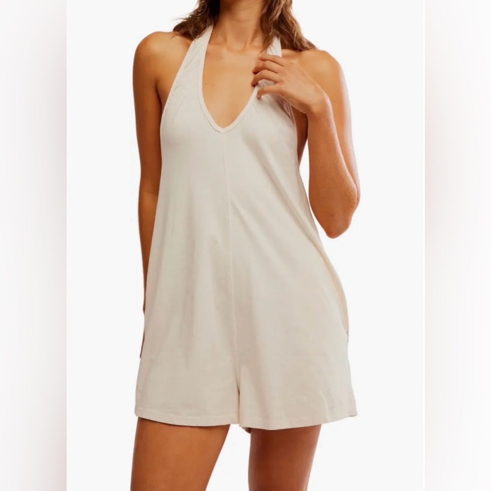 NWT Free People Hot Shot Halter Romper Size L